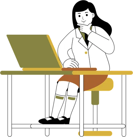 Businesswoman working with laptop  Illustration