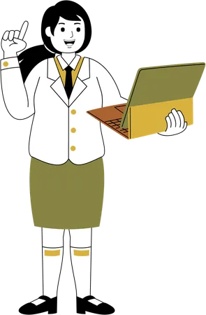 Businesswoman working with laptop  Illustration