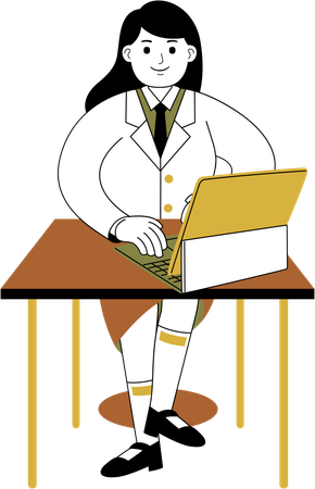 Businesswoman working with laptop  Illustration