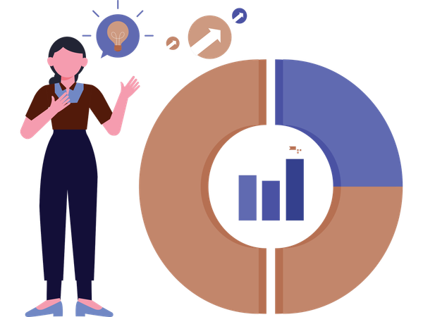 Businesswoman working with market statistics  Illustration