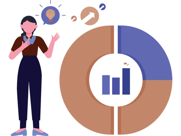Businesswoman working with market statistics  Illustration