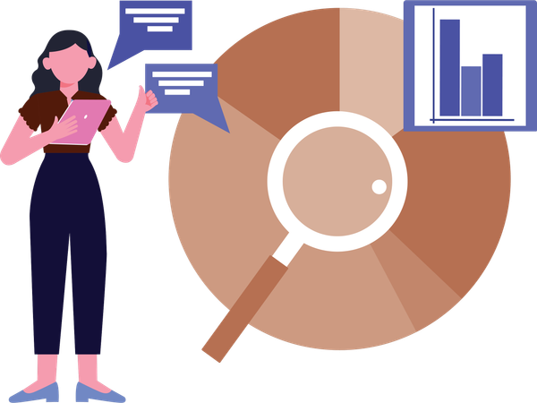Businesswoman working with market statistics  Illustration