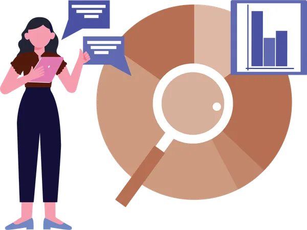 Businesswoman working with market statistics  Illustration
