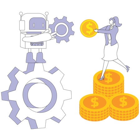 Businesswoman working with robotic technology  Illustration