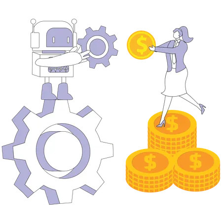 Businesswoman working with robotic technology  Illustration