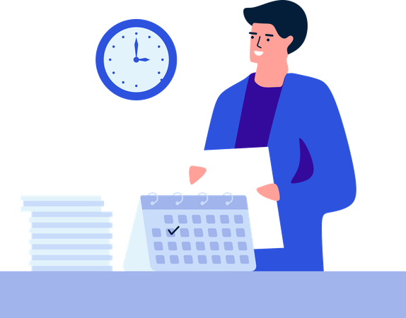 Businesswoman works according to Deadline Pressure  Illustration