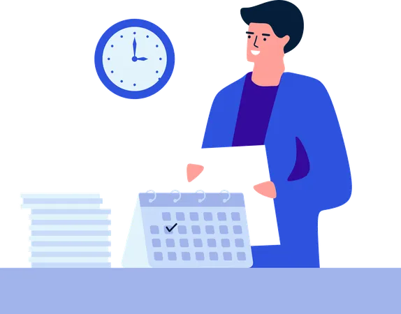 Businesswoman works according to Deadline Pressure  Illustration