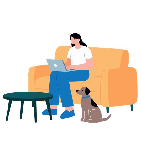 Businesswoman works from home  Illustration
