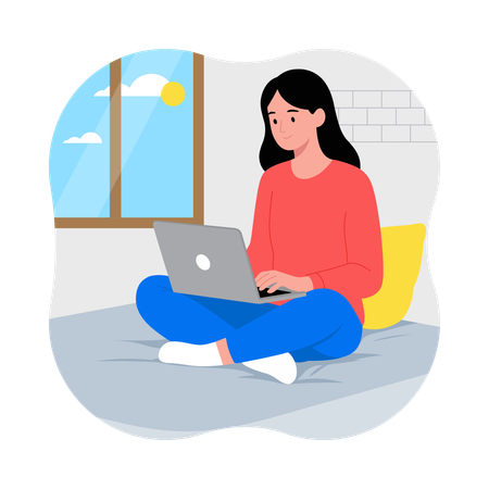 Businesswoman works in Morning  Illustration
