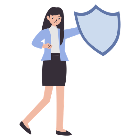 Businesswoman works on business safety  Illustration