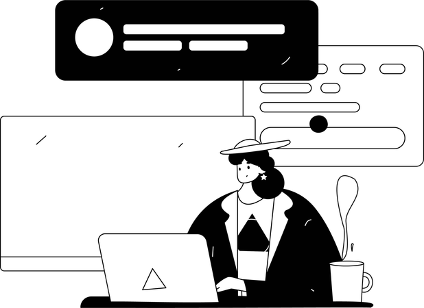 Businesswoman works on deadlines  Illustration