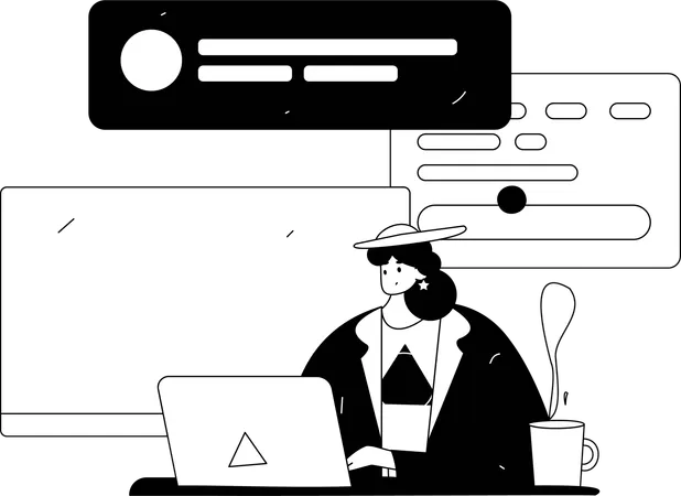 Businesswoman works on deadlines  Illustration