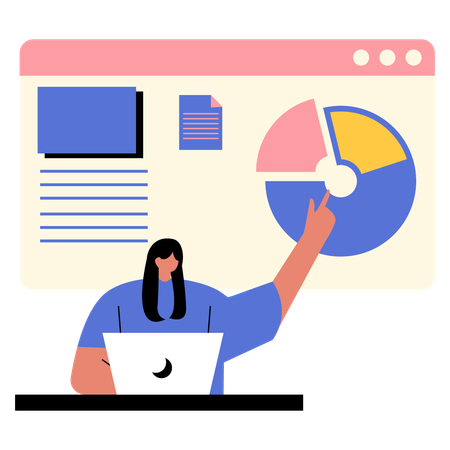 Businesswoman works on resources allocation formula  Illustration