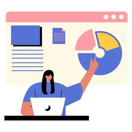 Businesswoman works on resources allocation formula  Illustration