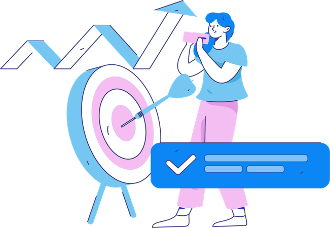 Businesswoman works on targets  Illustration