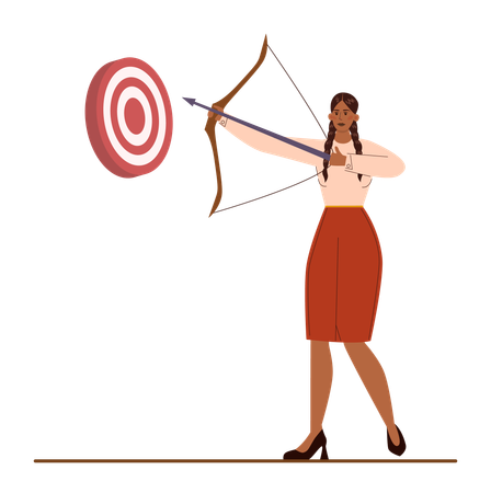 Businesswoman works on targets  Illustration