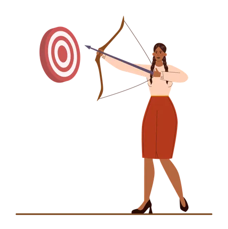 Businesswoman works on targets  Illustration