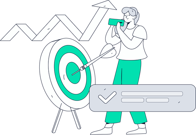 Businesswoman works on targets  Illustration