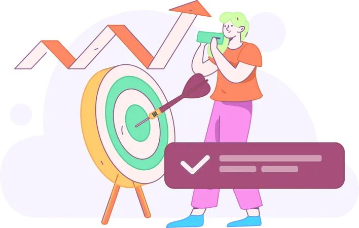 Businesswoman works on targets  Illustration