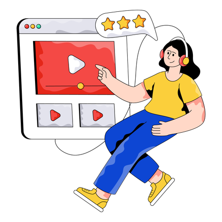 사업가가 비디오 튜토리얼을 활용합니다  일러스트레이션