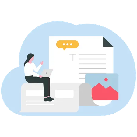Businesswoman writes business letter  Illustration