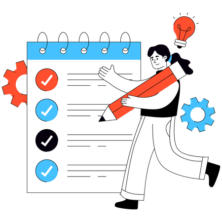 Businesswoman writes down business List  Illustration