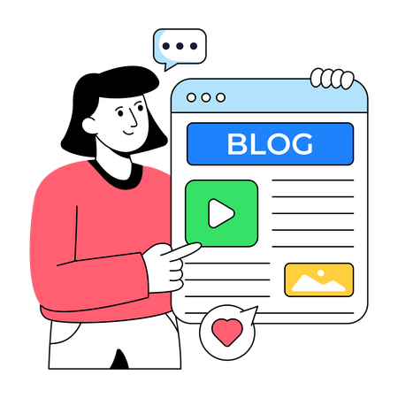 Businesswoman writes Online Blog  Illustration