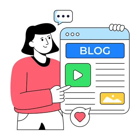 Businesswoman writes Online Blog  Illustration
