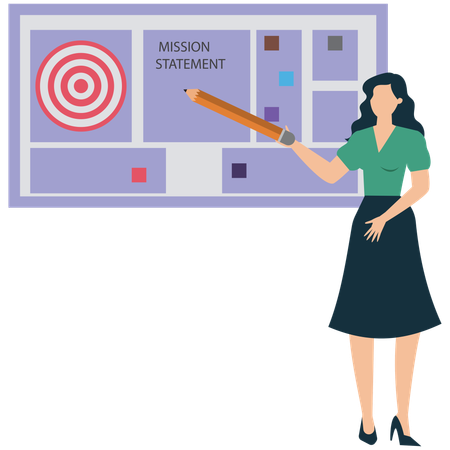 Businesswoman writing business mission statement  Illustration