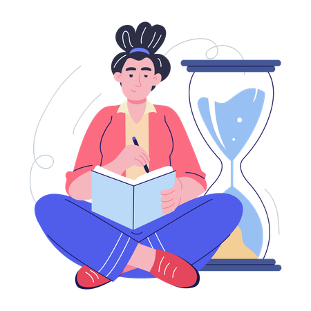 Businesswoman writing diary journaling under pressure  Illustration