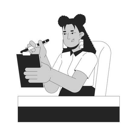 Businesswoman writing on clipboard  Illustration