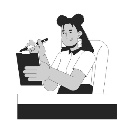 Businesswoman writing on clipboard  Illustration