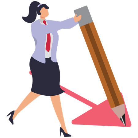 Businesswoman writing path with pencil idea  Illustration