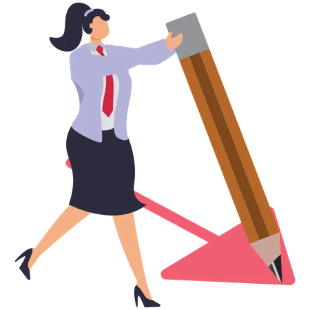Businesswoman writing path with pencil idea  Illustration
