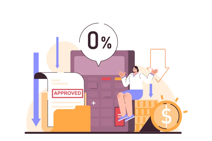 Approved Bank Loan Decrease As A Recession Indicator Rejected Credit Or Loan Due To Economic Slow Down Or Stagnation Economical Activity Decline Sign Flat Vector Illustration Illustration