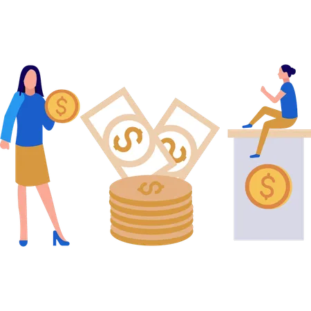 Businesswomen are talking about the finance  Illustration