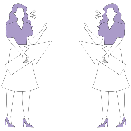 Businesswomen arguing with arrows in their hands  Illustration