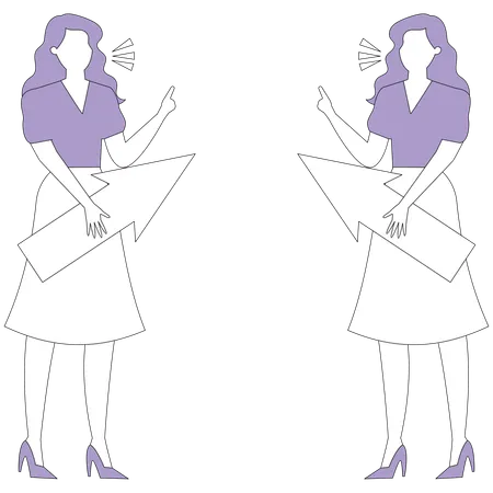 Businesswomen arguing with arrows in their hands  Illustration