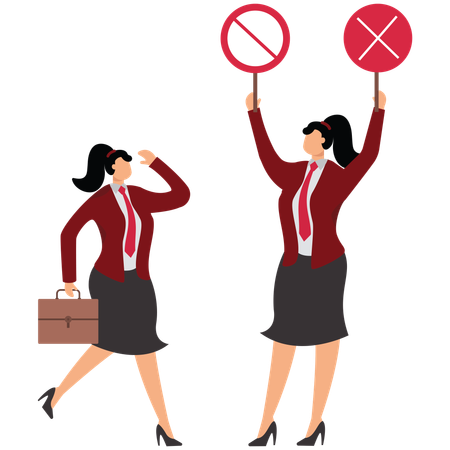 Businesswomen banned or restricted  Illustration