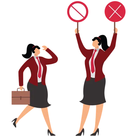 Businesswomen banned or restricted  Illustration