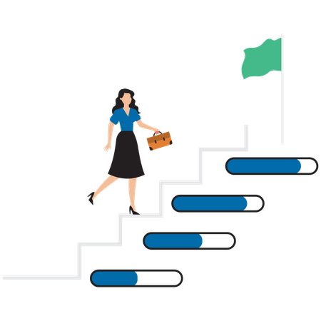 Businesswomen climbing to achieving success  Illustration