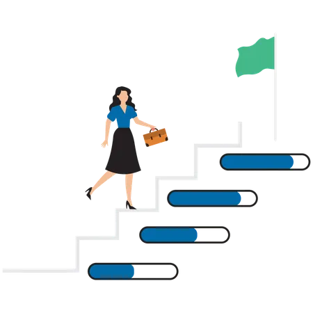 Businesswomen climbing to achieving success  Illustration