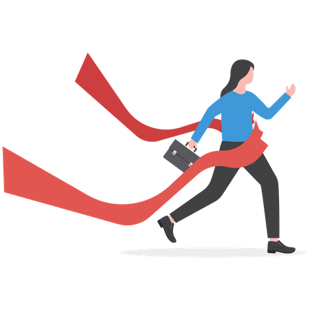 Businesswomen crossing finish line  Illustration