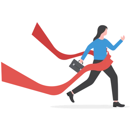 Businesswomen crossing finish line  Illustration