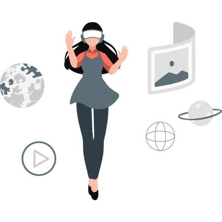 Businesswomen doing analysis using VR  Illustration