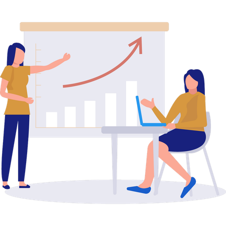 Businesswomen doing business analysis  Illustration