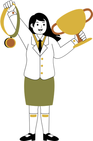 Businesswomen get trophy  Illustration