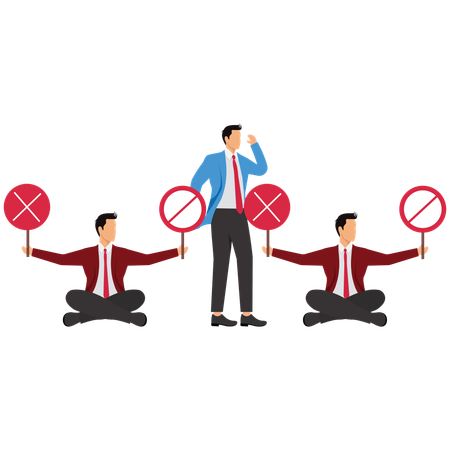 Businesswomen holding restricted banned  Illustration