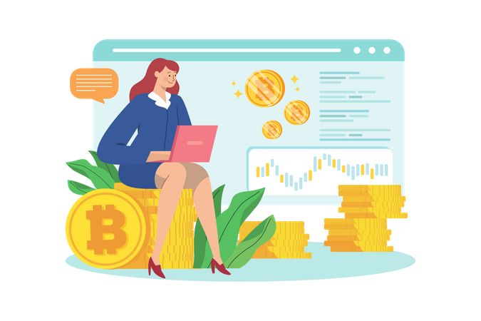 Businesswomen investing in Bitcoin  Illustration