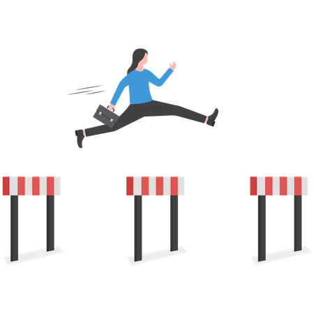 Businesswomen jumping over hurdles  Illustration